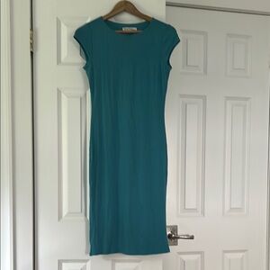Velvet Torch Los Angeles Blue teal fitted bodycon Dress Cap Sleeves NWOT